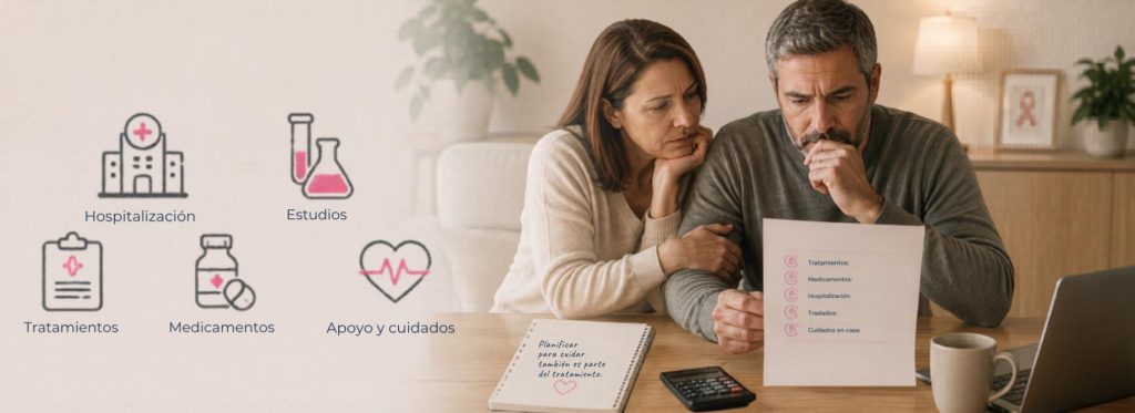 Persona organizando gastos durante un proceso de cáncer